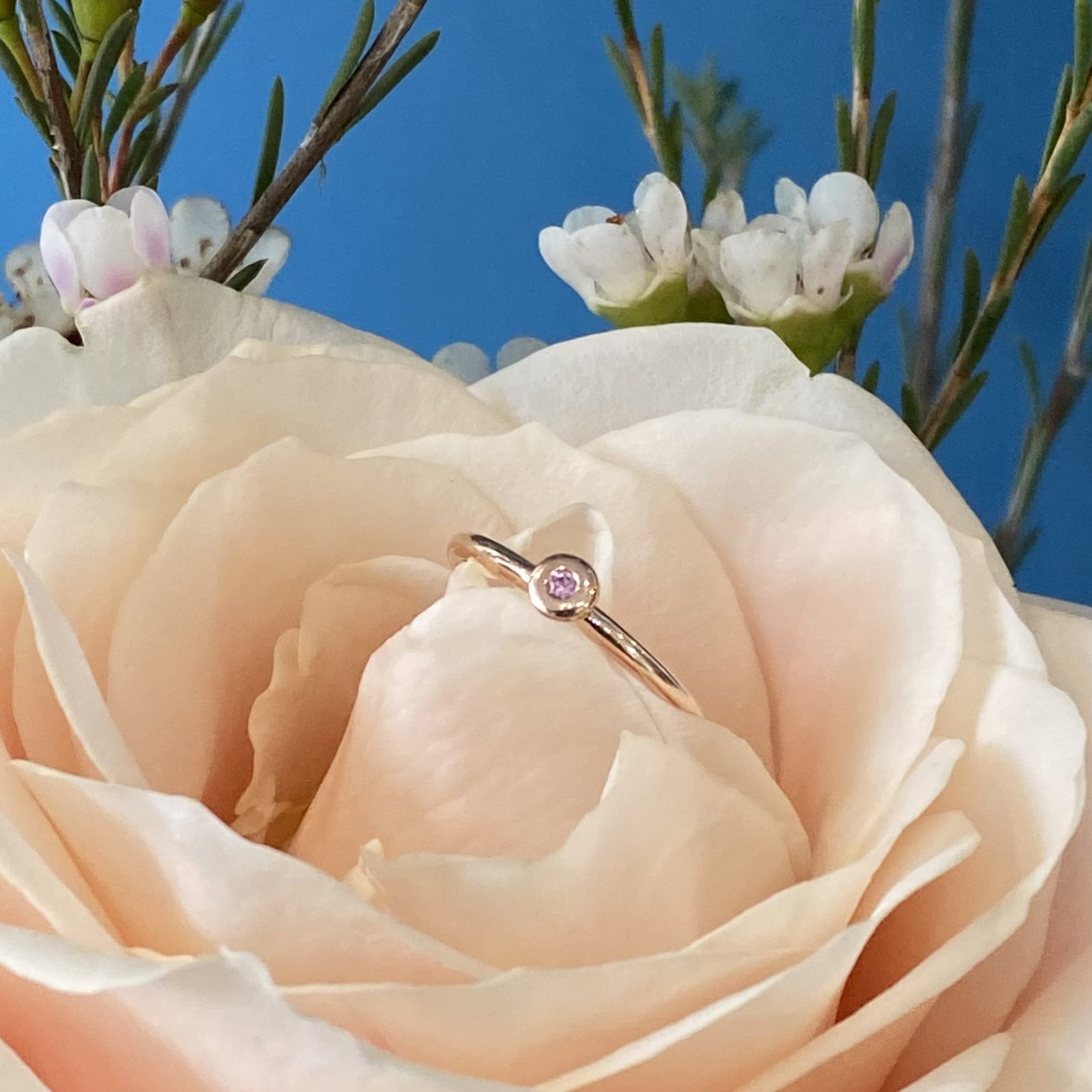 Pink Tourmaline Stacking Ring - 9 Carat Rose Gold - Image 2