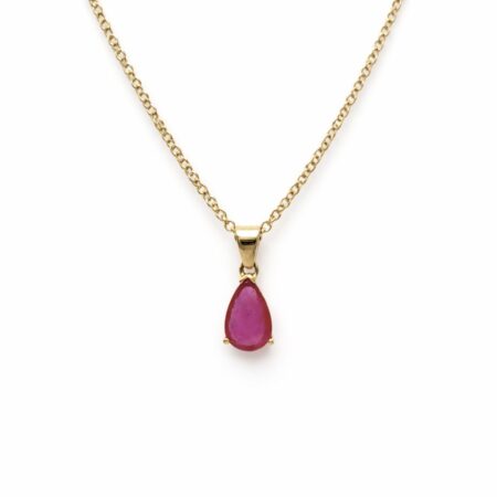 Ruby Teardrop Pendant and Chain - 18 Carat Gold
