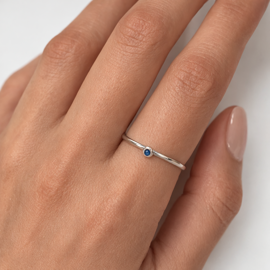 Sapphire Stacking Ring - 9 Carat White Gold - Image 4