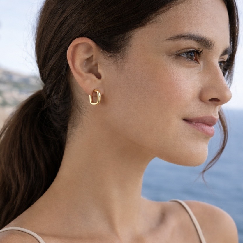 Oval Hoop Earrings - 9 Carat Gold - Image 6