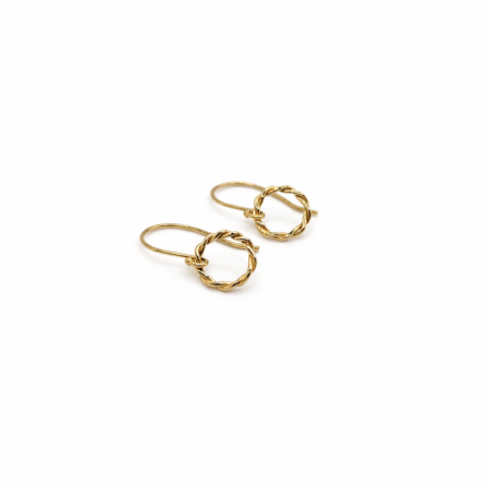 Twisted Hoop Drop Earrings - 9 Carat Gold