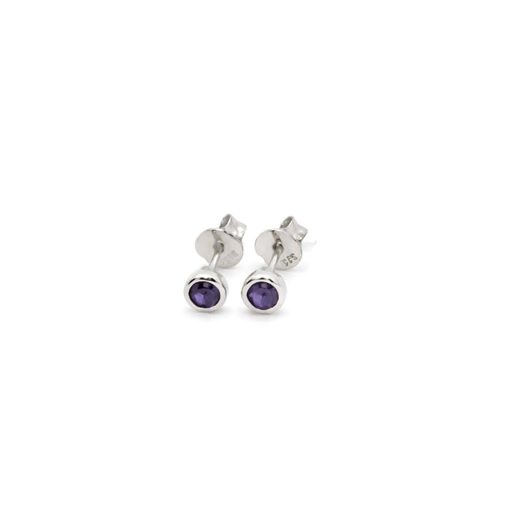 Amethyst 9ct White Gold Stud Earrings