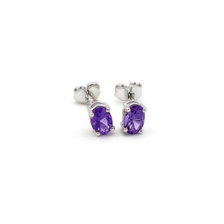 Amethyst 9ct White Gold Earrings