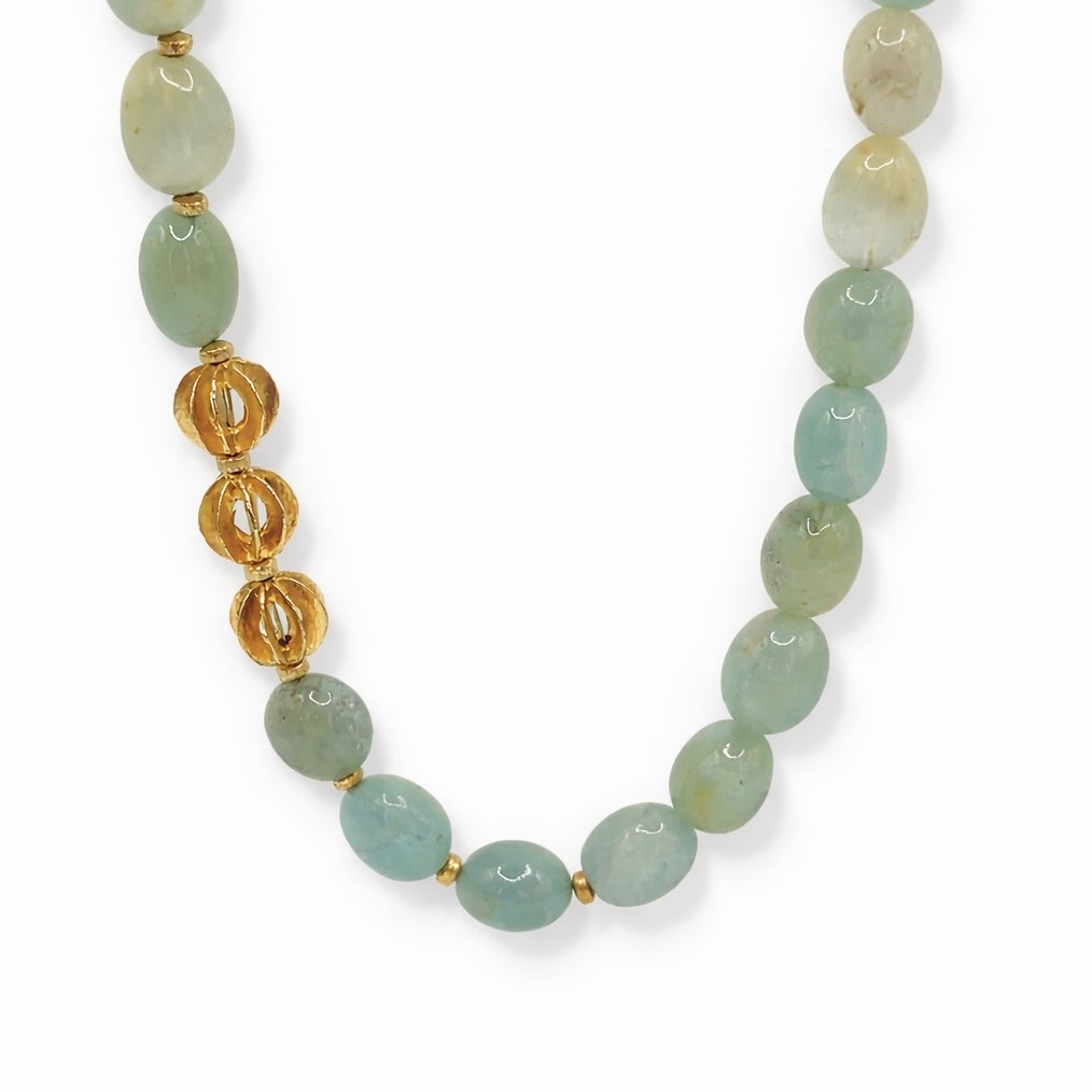 Aquamarine Pebble Necklace - Gold Vermeil