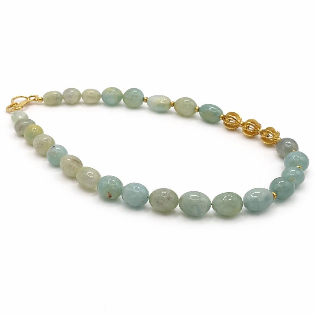 Aquamarine Pebble Necklace - Gold Vermeil - Image 4