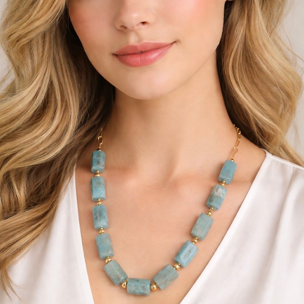 Aquamarine Necklace - Gold Vermeil - Image 4