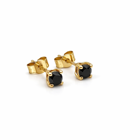 Black Spinel Stud Earrings - 9ct Gold