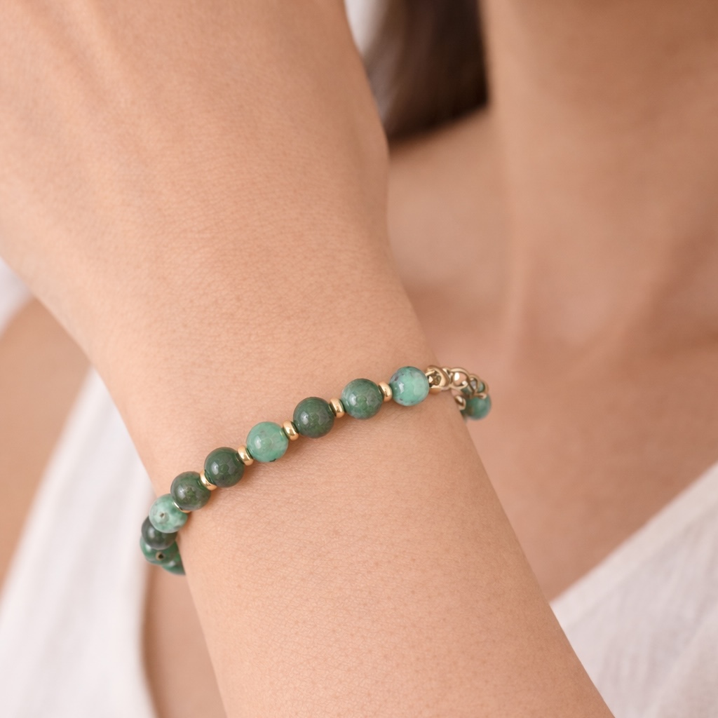 Chrysoprase Bracelet - 9ct Gold - Image 2