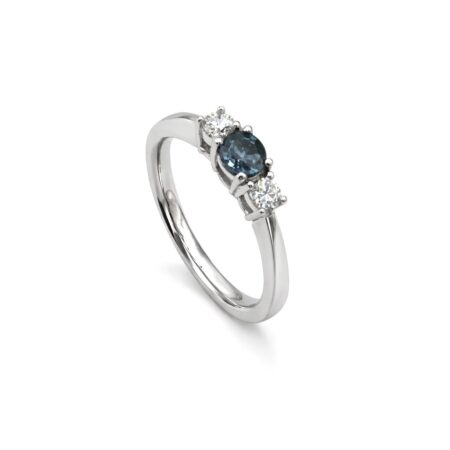 Three Stone Sapphire and Diamond Ring - Platinum