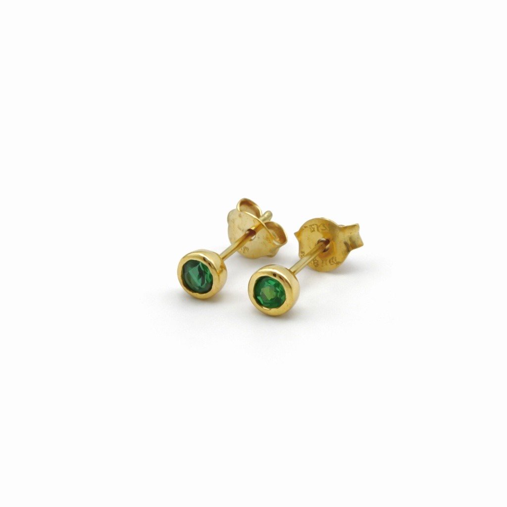 Emerald Stud Earrings - 9ct Yellow Gold - Image 2