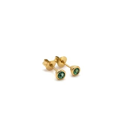 Emerald Stud Earrings - 9ct Yellow Gold