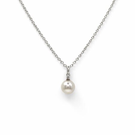 Pearl and Diamond 9ct White Gold Pendant