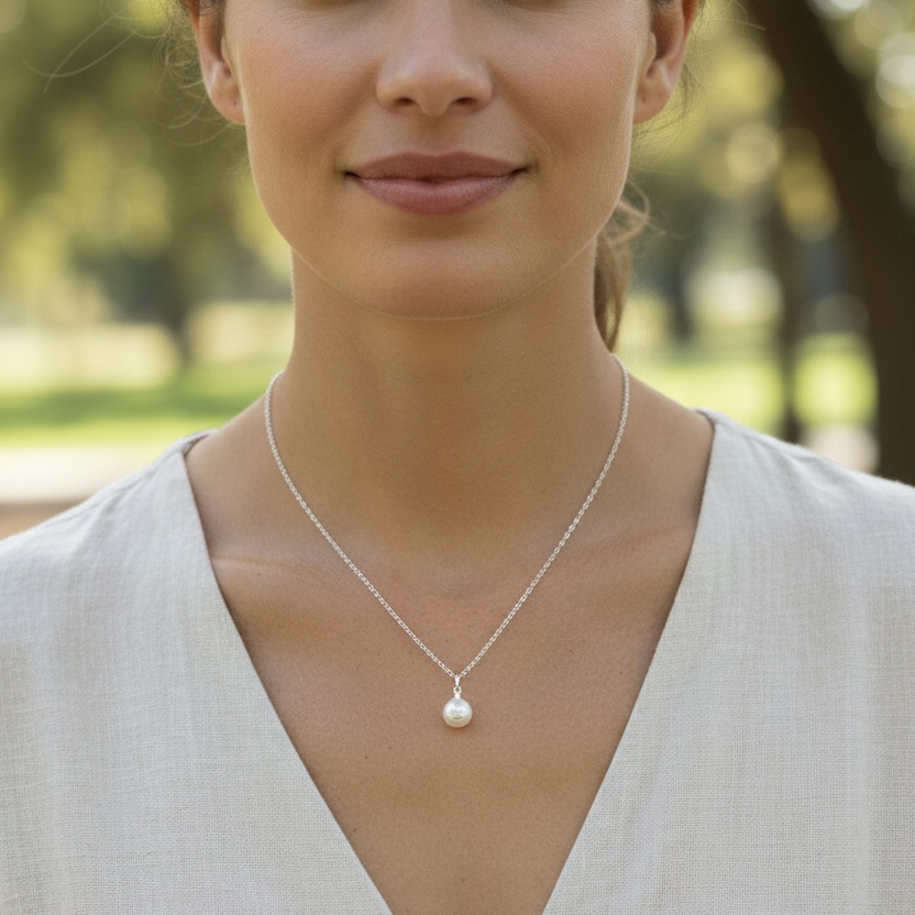 Pearl and Diamond 9ct White Gold Pendant - Image 2