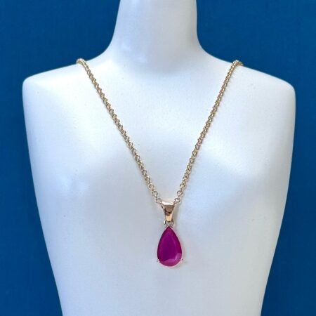 Ruby Teardrop Pendant and Chain - 18 Carat Gold