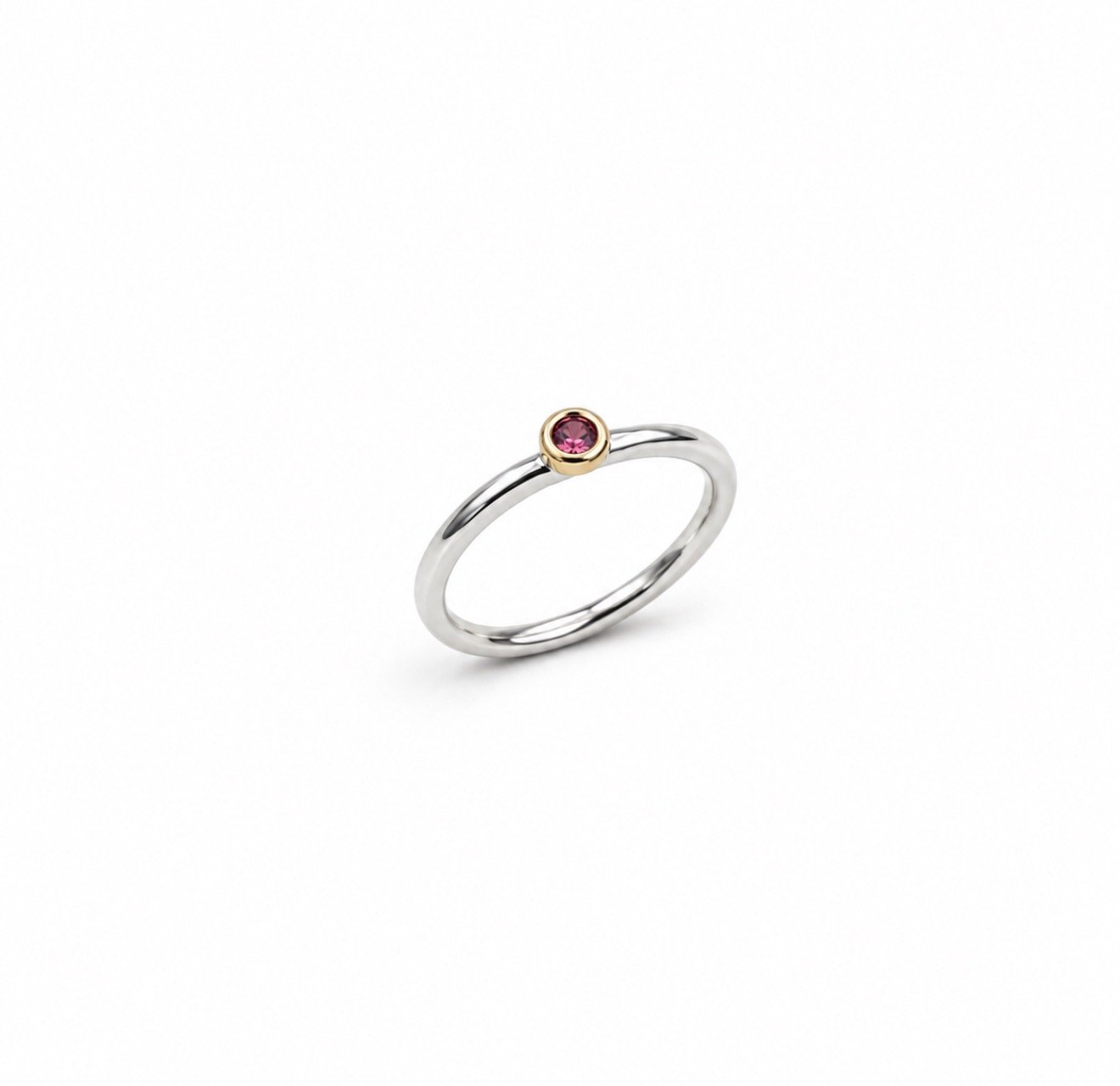 Pink Sapphire Ring - 9 Carat Gold & Sterling Silver