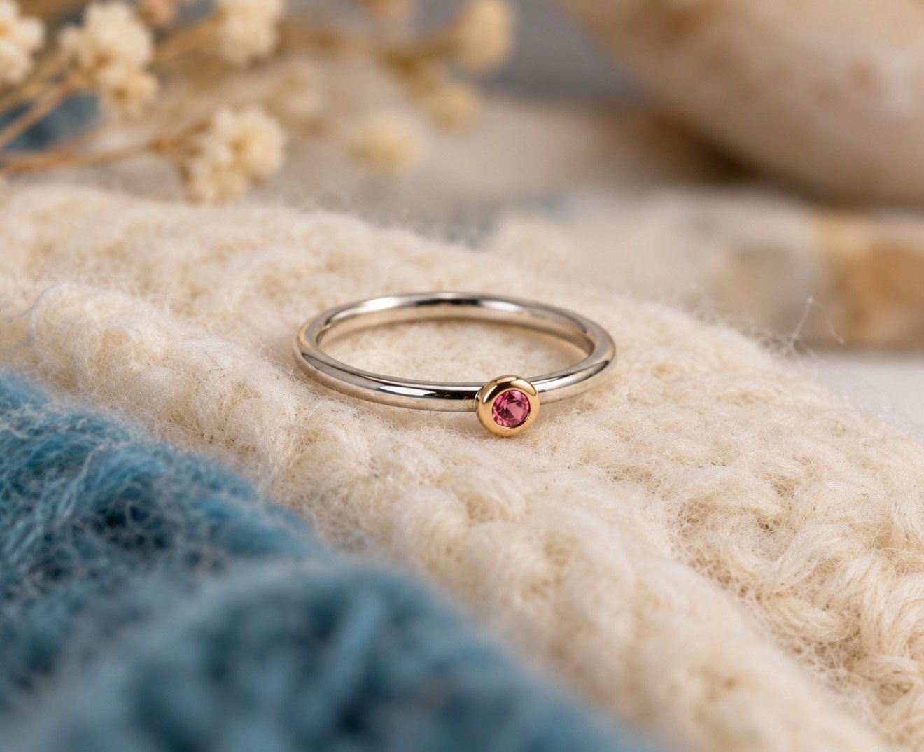 Pink Sapphire Ring - 9 Carat Gold & Sterling Silver - Image 3