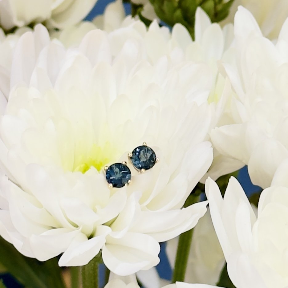 London Blue Topaz Stud Earrings - 9 Carat Gold - Image 2