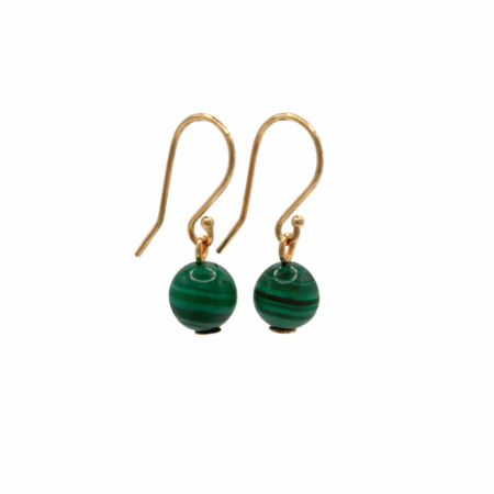 Malachite Drop Earrings - 9ct Gold