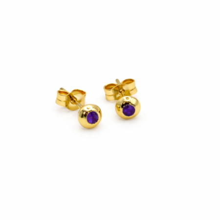 Amethyst Stud Earrings - 9ct Gold