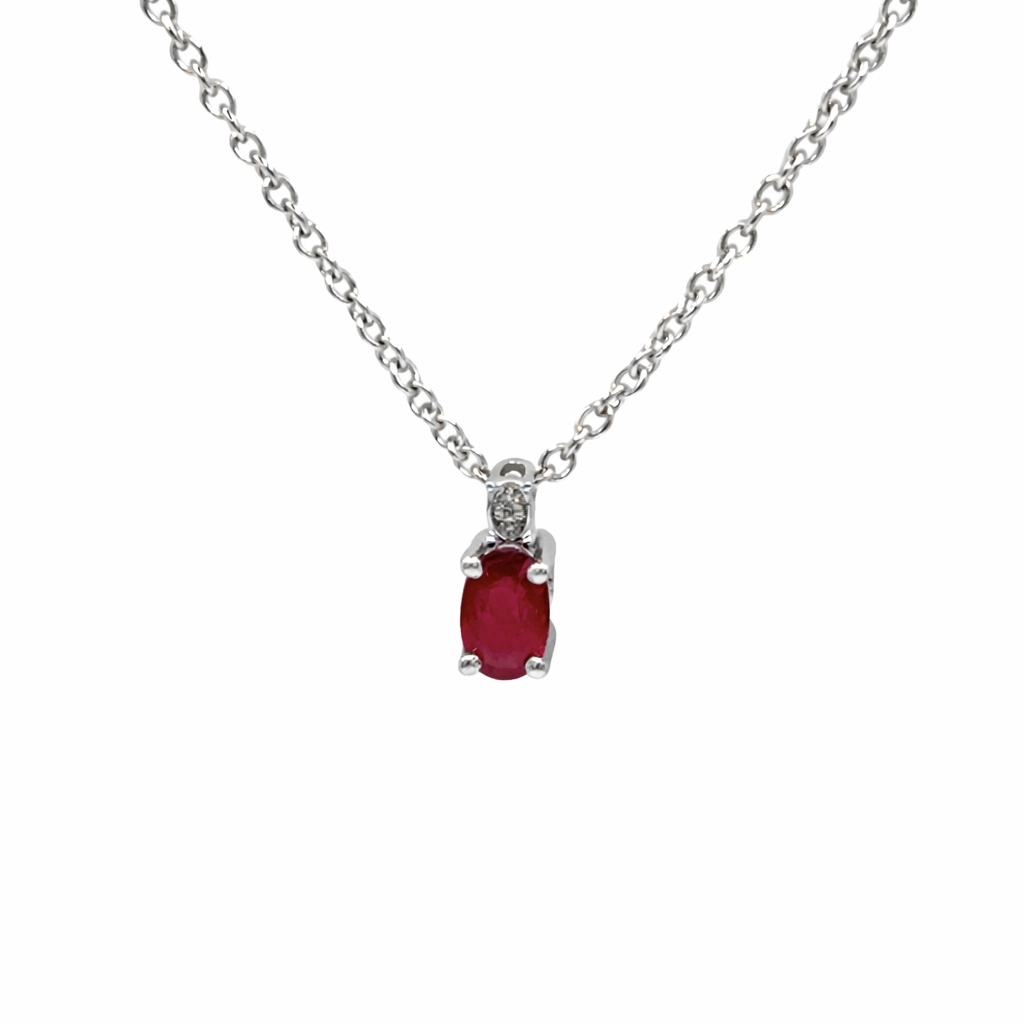 Ruby and Diamond Pendant - 18 Carat White Gold