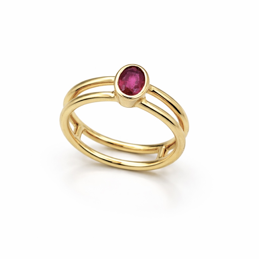 Ruby Oval Ring - 18 Carat Gold - Image 5