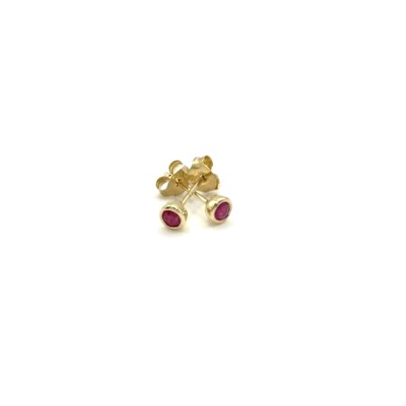 Ruby Stud Earrings - 9ct Yellow Gold