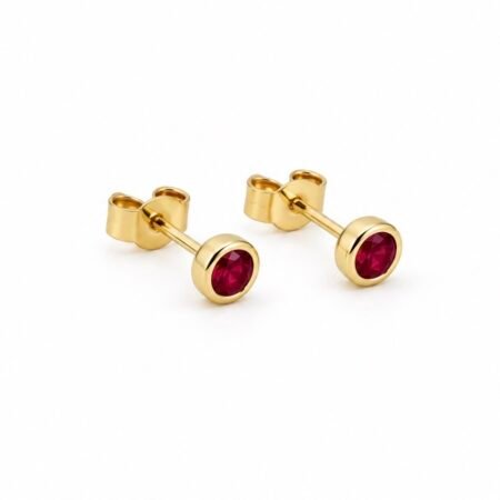 Ruby Stud Earrings - 9ct Yellow Gold
