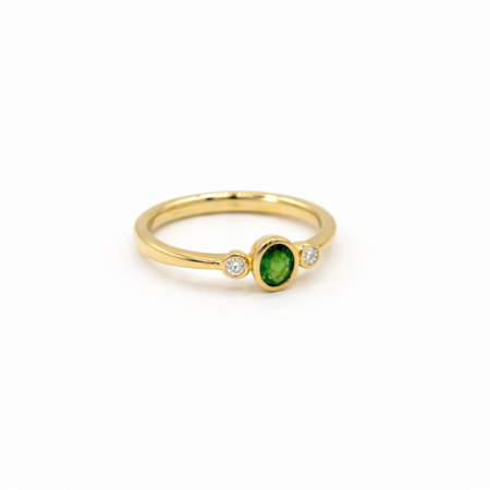 Tsavorite Garnet & Diamond Ring - 18ct Gold