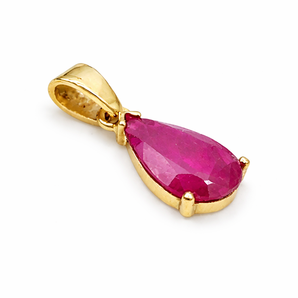 Ruby Teardrop Pendant and Chain - 18 Carat Gold