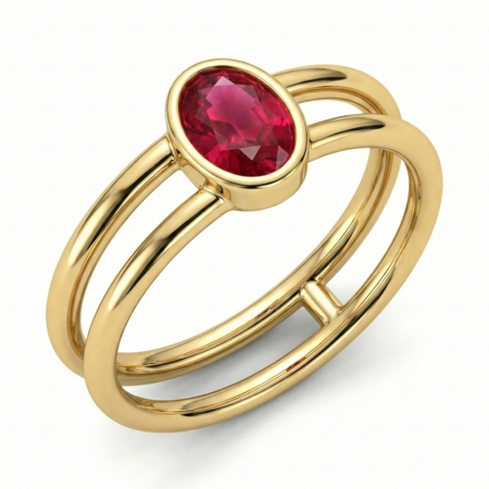 Ruby Oval Ring - 18 Carat Gold