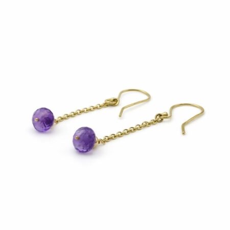 Amethyst Chain Drop Earrings - 9 Carat Gold