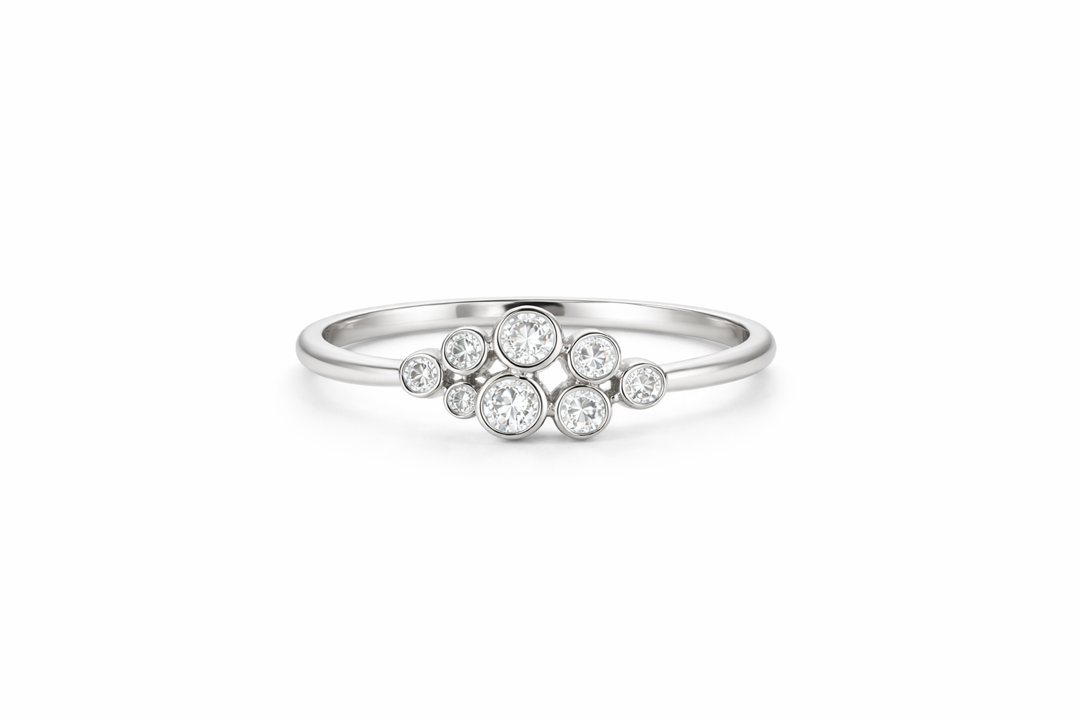 Diamond Multistone Ring - 9ct White Gold - Image 5