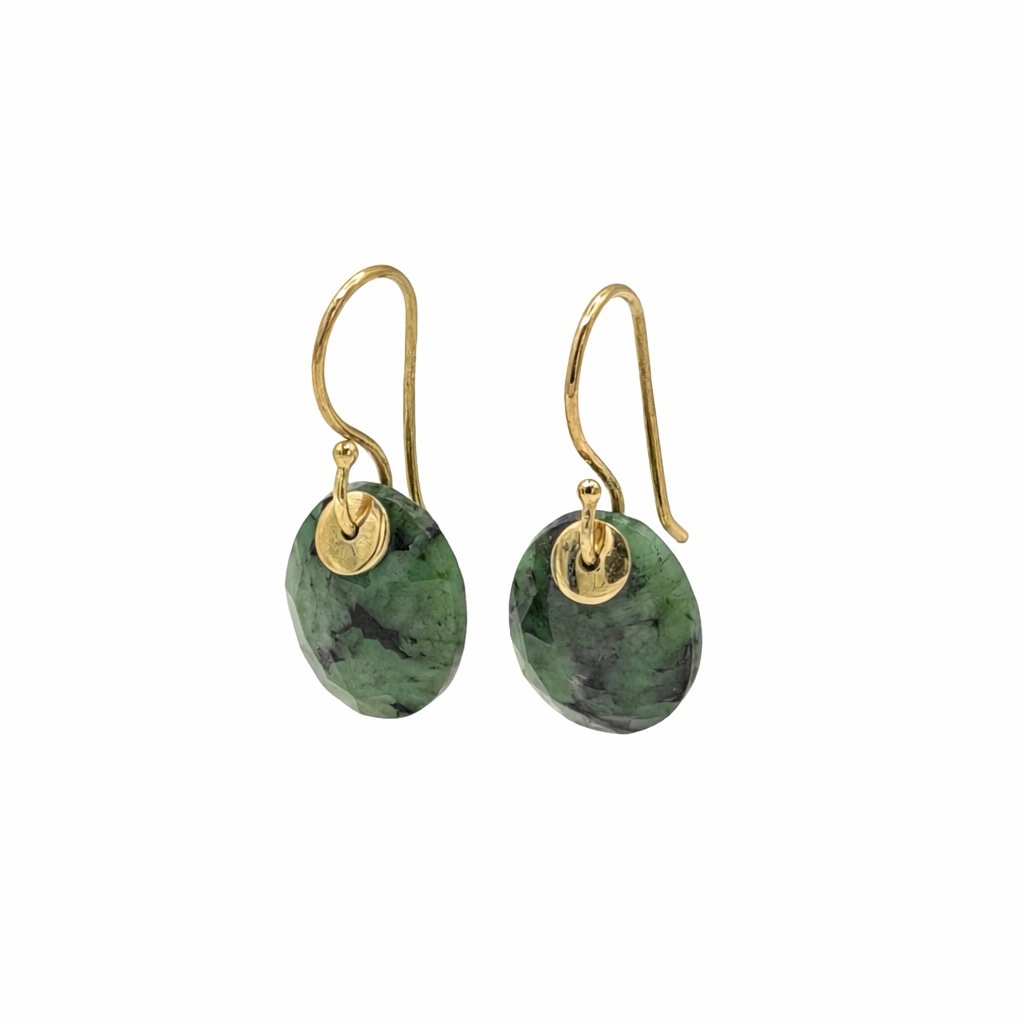 Emerald Drop Earrings - 9 Carat Gold - Image 3