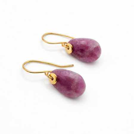 Pink Sapphire Drop Earrings - 9 Carat Gold