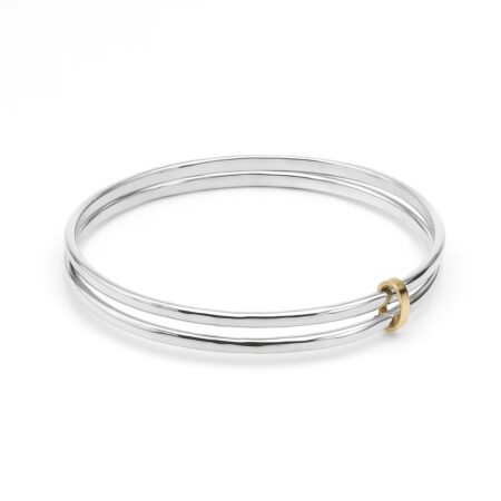 Double Bangle Sterling Silver - 9 Carat Gold