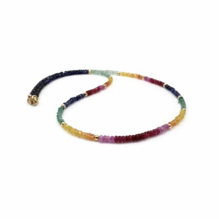 Emerald Sapphire & Ruby Necklace - 9 Carat Gold