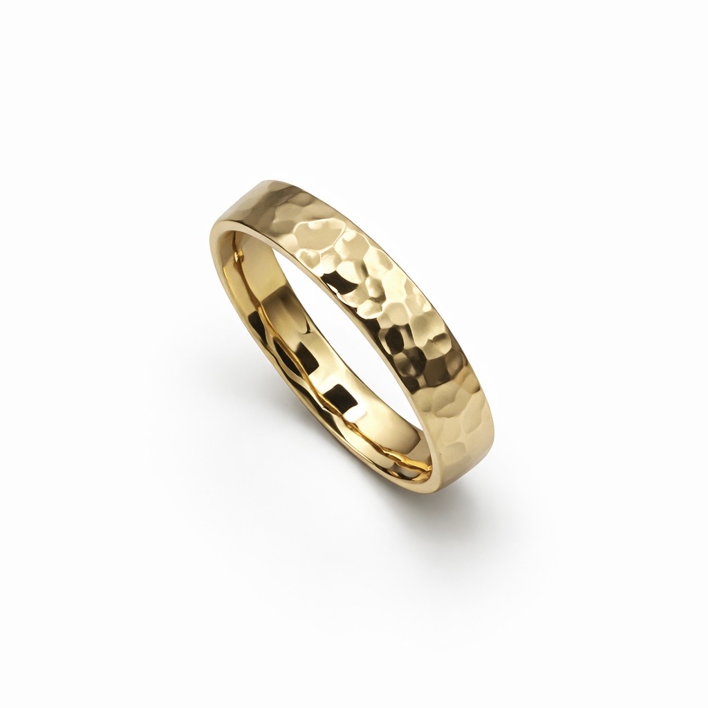 Hammered Wedding Band - 9ct Gold