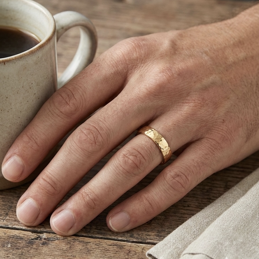 Hammered Wedding Band - 9ct Gold - Image 3