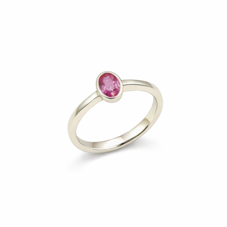 Pink Sapphire Ring- 9ct White Gold