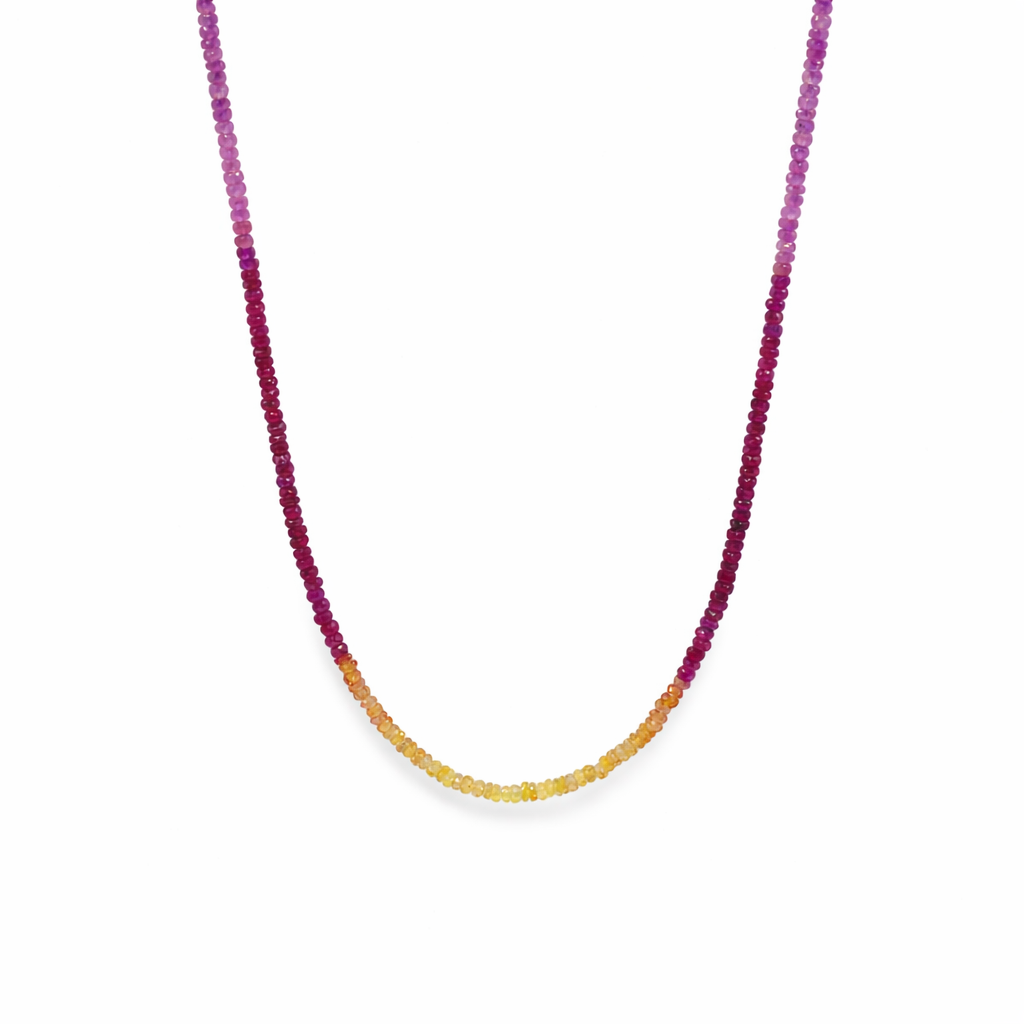 Sapphire & Ruby Necklace - 9 Carat Gold - Image 2