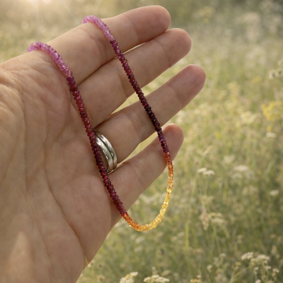 Sapphire & Ruby Necklace - 9 Carat Gold - Image 3