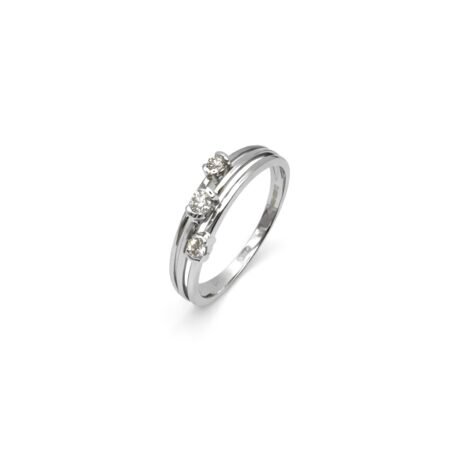 Three Stone Diamond Ring - 14ct White Gold