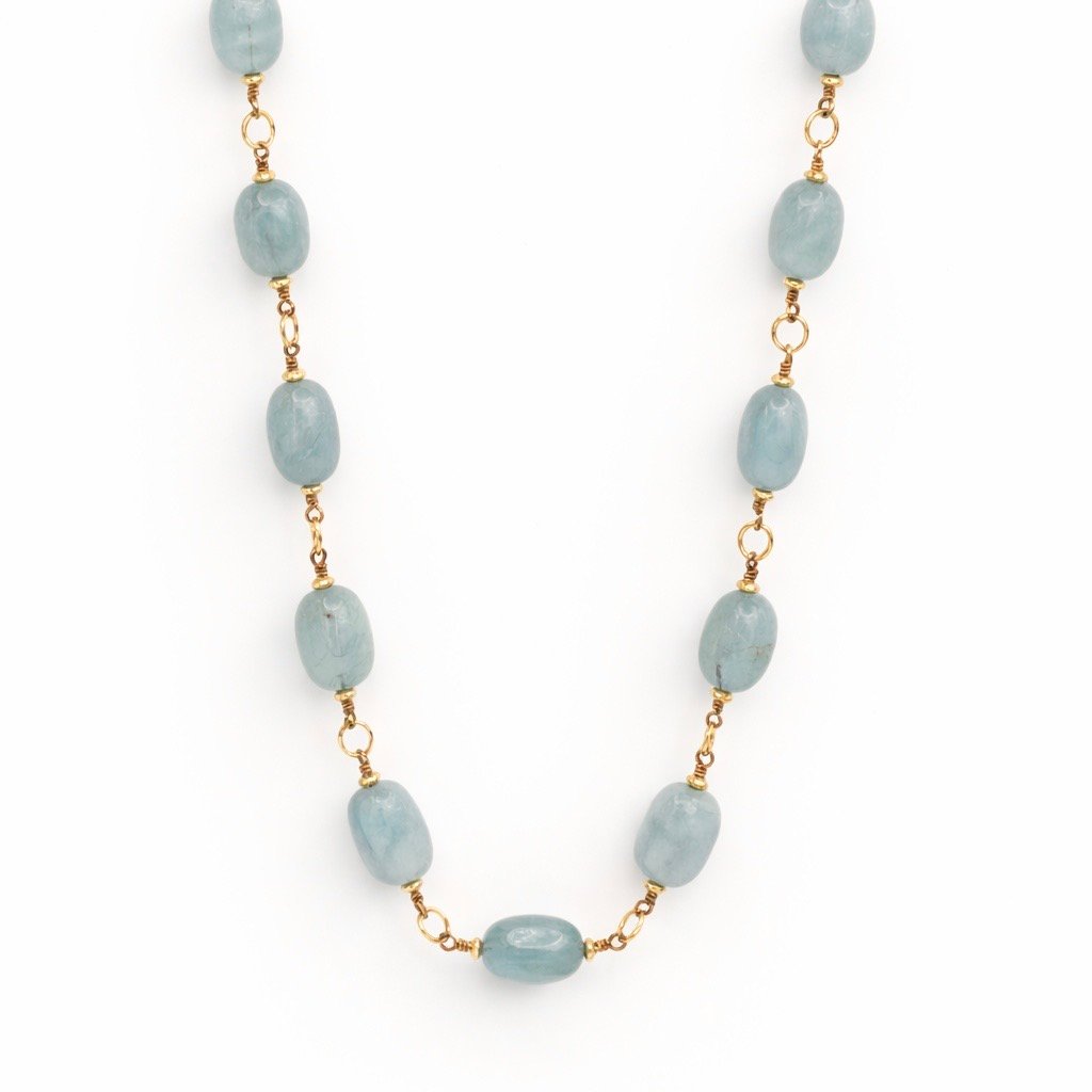 Aquamarine Necklace - Gold Vermeil - Image 2