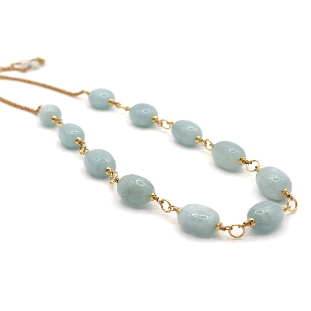 Aquamarine Necklace - Gold Vermeil - Image 4