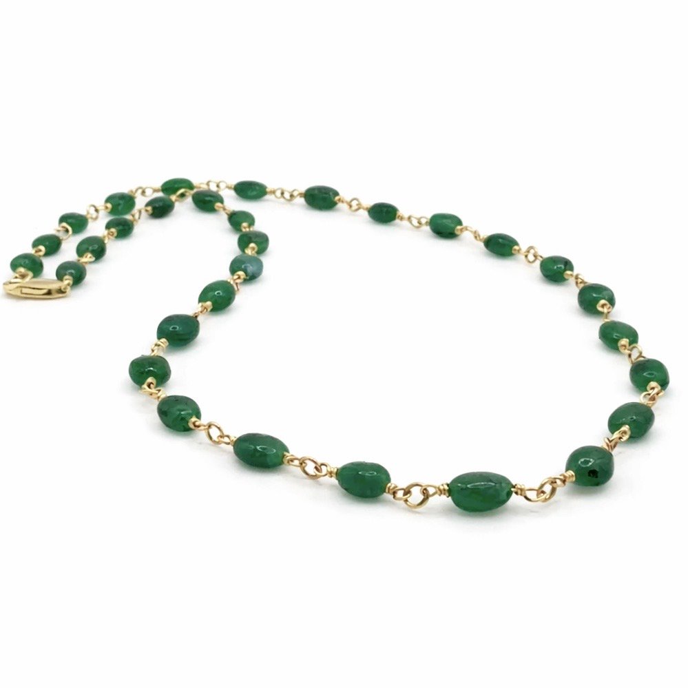 Emerald Chain Necklace - 9 Carat Gold