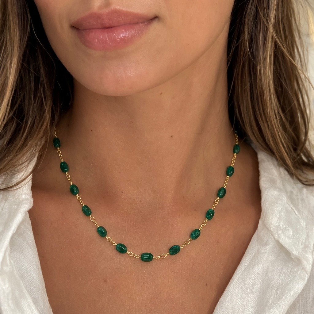 Emerald Chain Necklace - 9 Carat Gold - Image 3