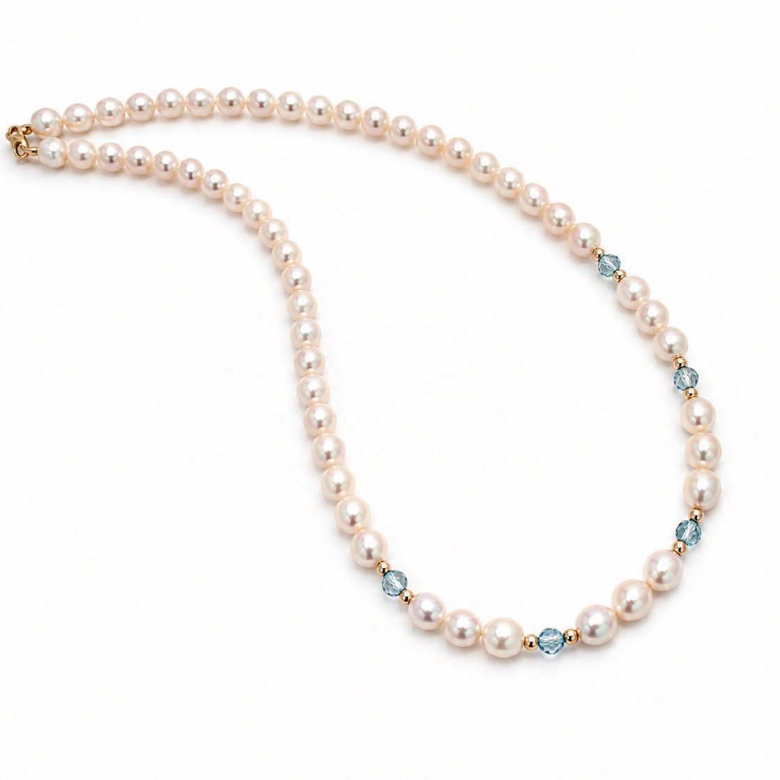 Freshwater Pearl and Blue Topaz Necklace - 9 Carat Gold - Image 2