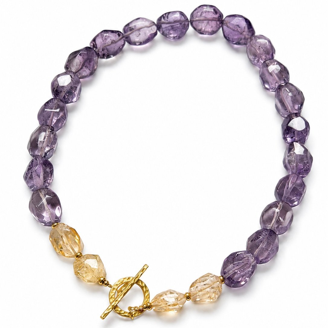 Amethyst And Citrine Necklace - Gold Vermeil