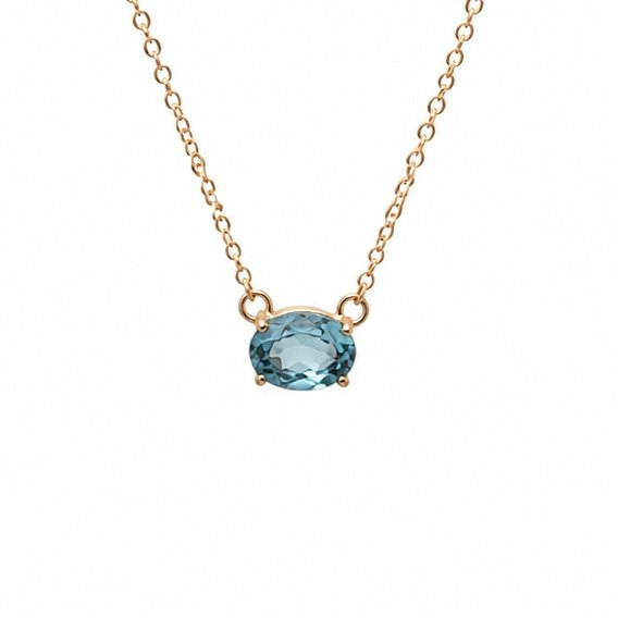 Aquamarine and Freshwater Pearl Necklace - 9ct Gold - Image 3