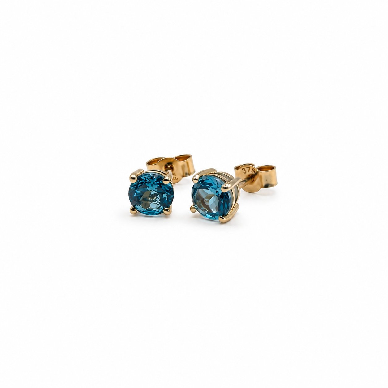 Aquamarine Stud Earrings - 9 Carat Gold